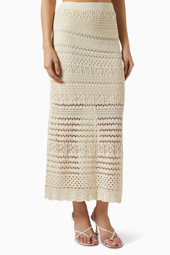 

Alita Macrame Skirt in Knit, Neutral