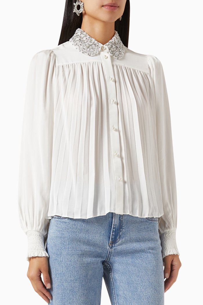 Calida Embellished Blouse in Viscose, Neutral