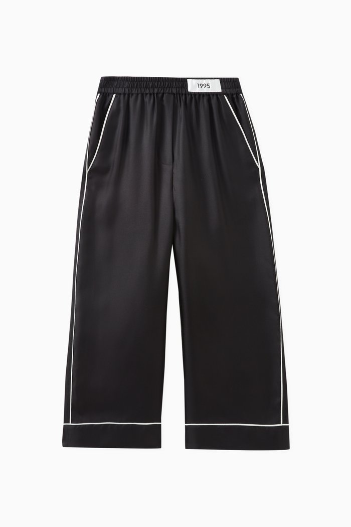 

Contrast-piping Pyjama Pants in Silk, Black