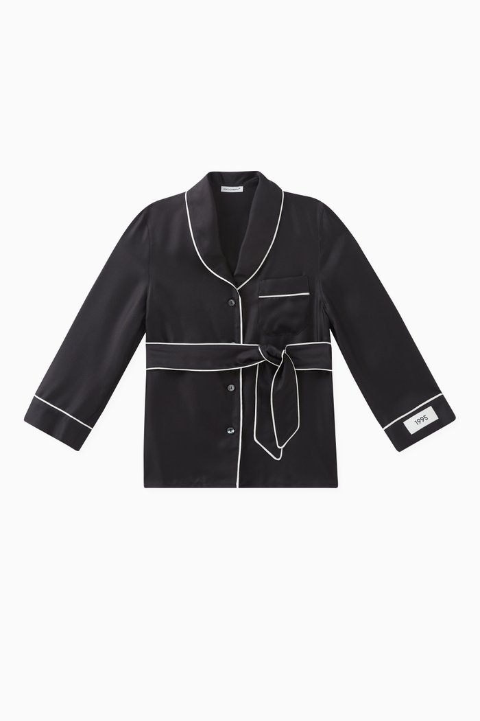 

Pyjama Top in Silk Twill, Black
