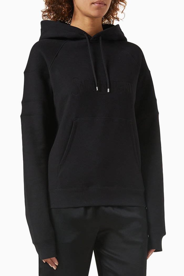 

Monogram Hoodie in Cotton Fleece, Black
