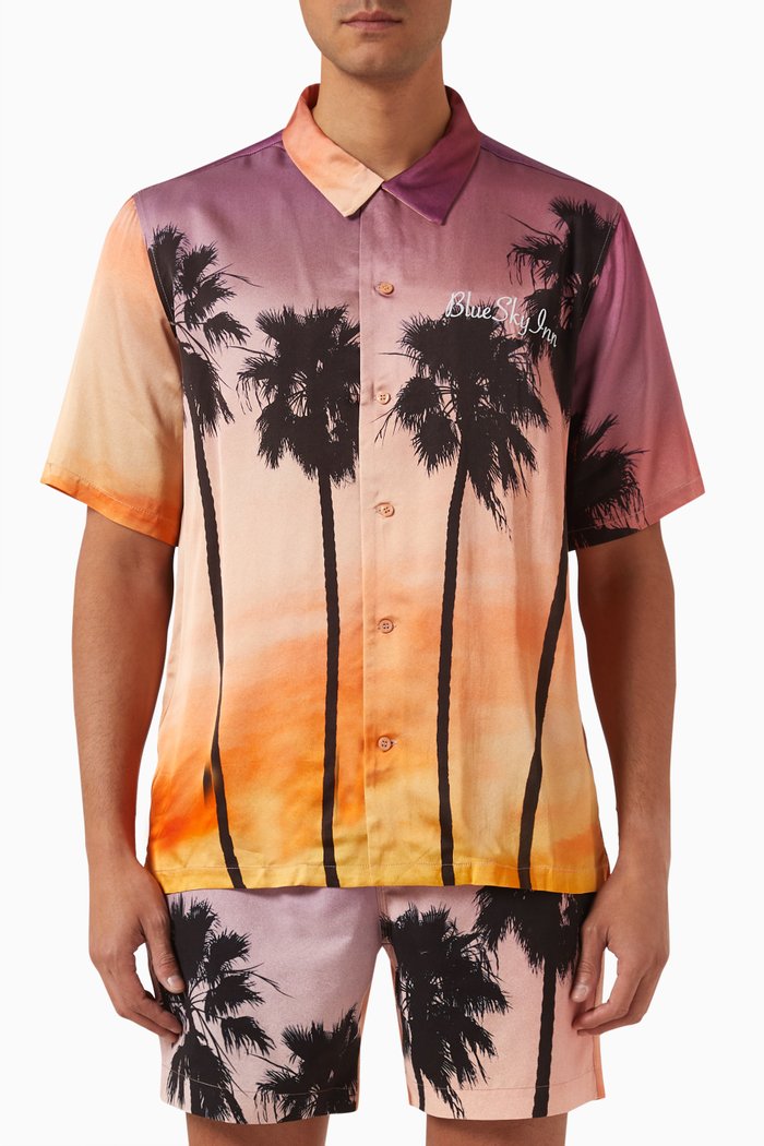 

Sunset Palm Shirt in Viscose, Multicolour