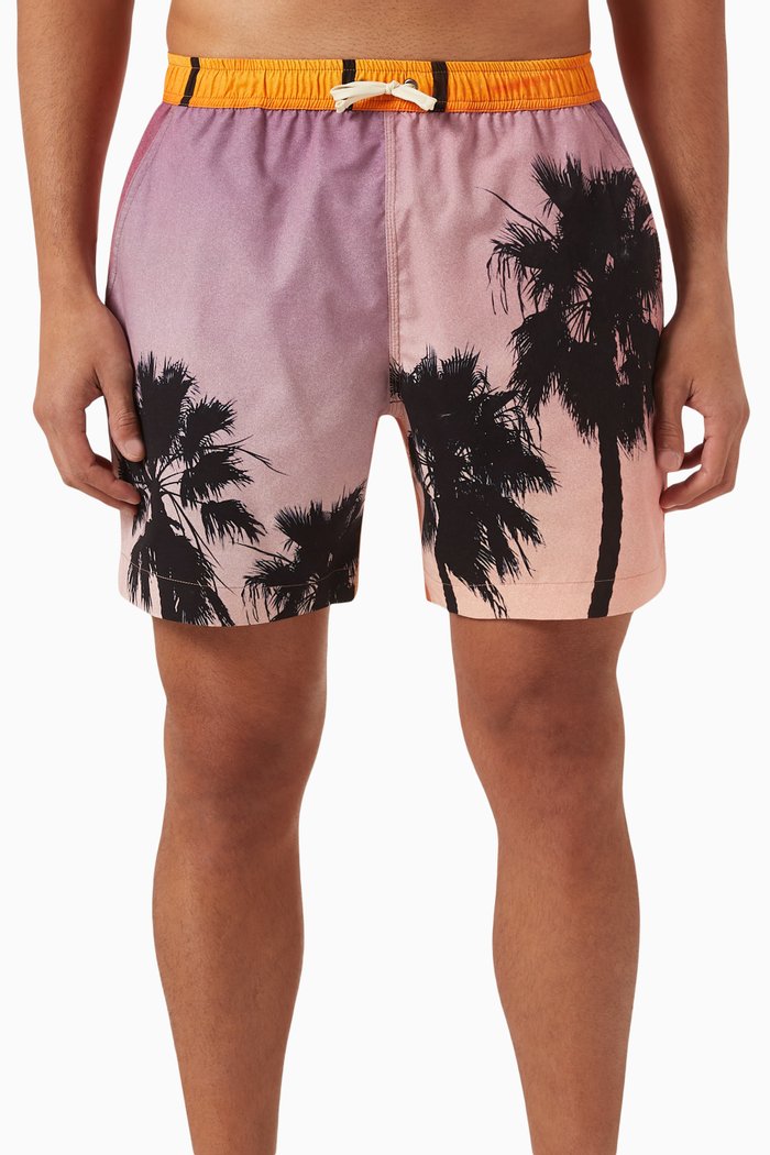Sunset Palm Swim Shorts in Nylon, Multicolour