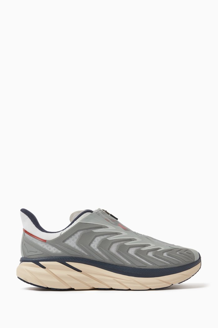 

Clifton zip-up sneakers in Leather, Grey