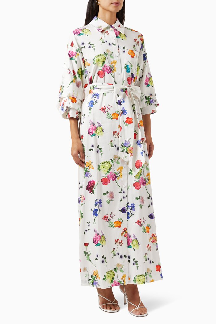 

Tanika Shirt Maxi Dress in Cotton, Multicolour
