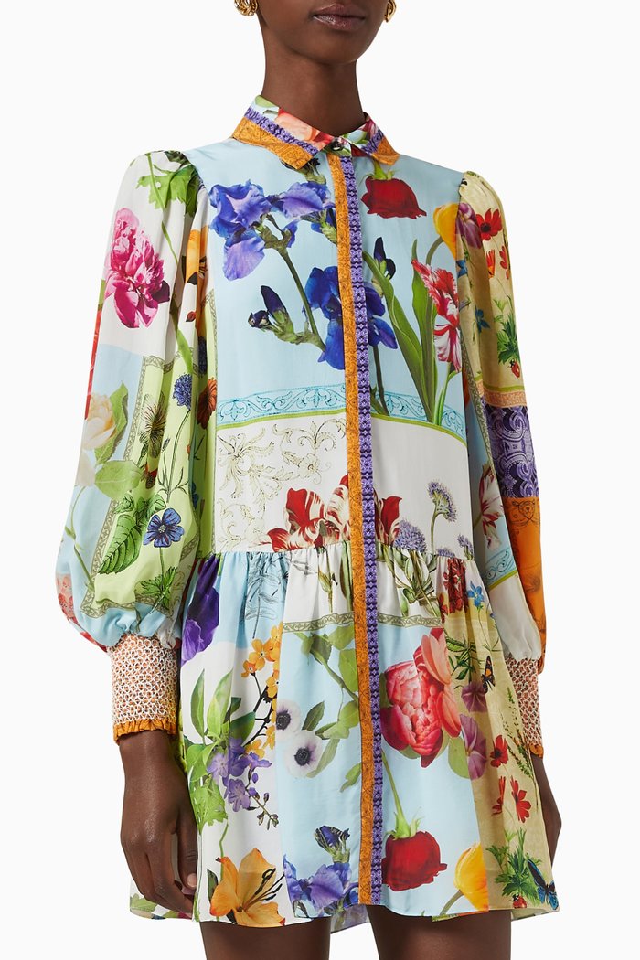 

Bertha Puff-sleeve Mini Dress, Multicolour