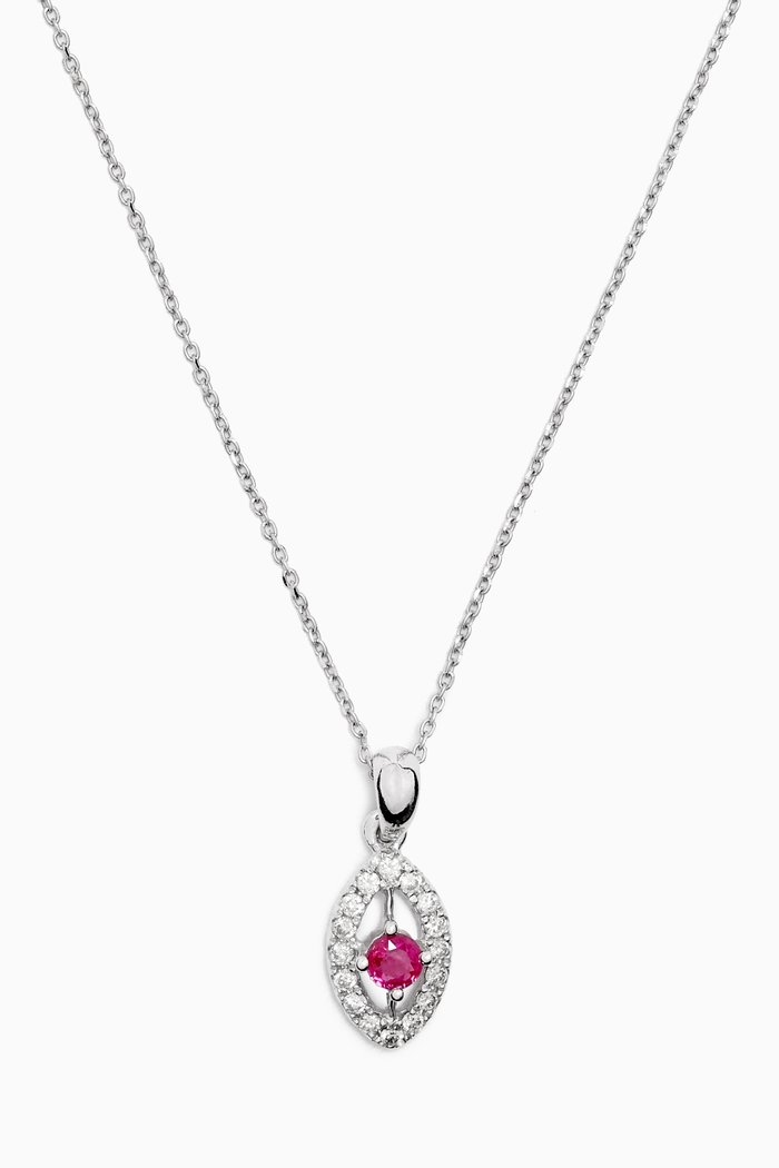 

Ruby & Diamond Pendant Necklace in 18kt White Gold