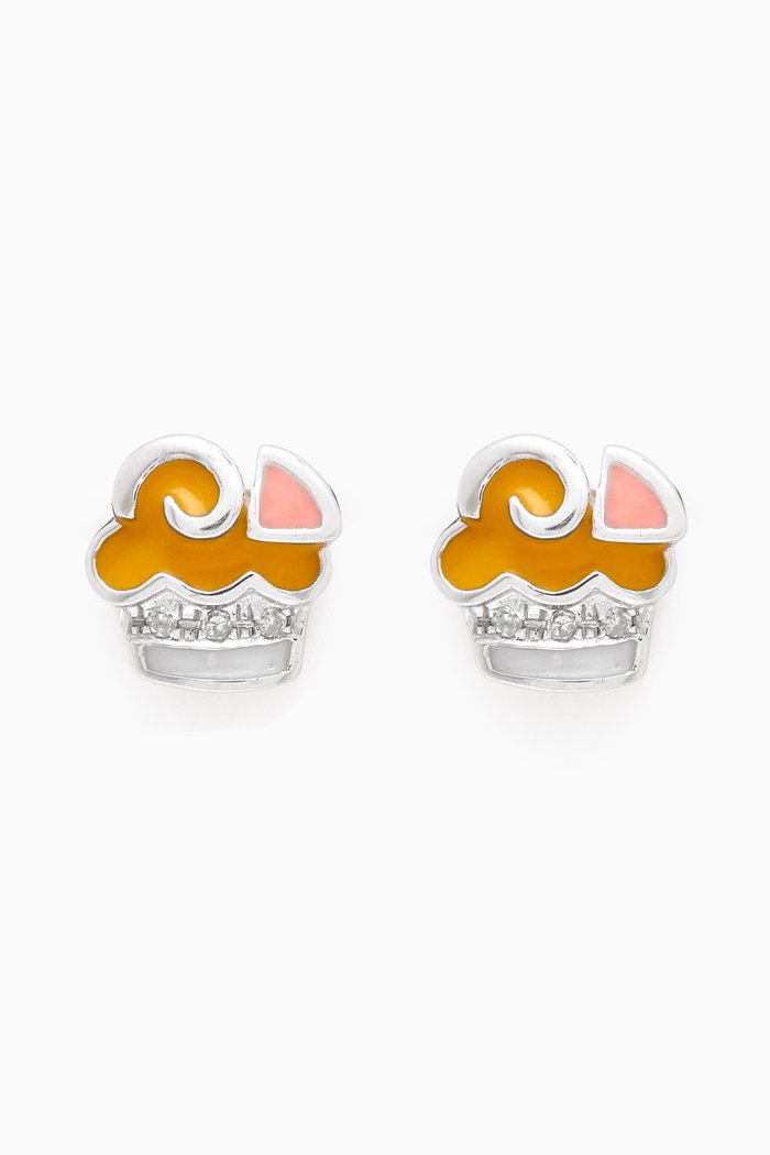 

Cake Diamond Earrings in 18kt White Gold