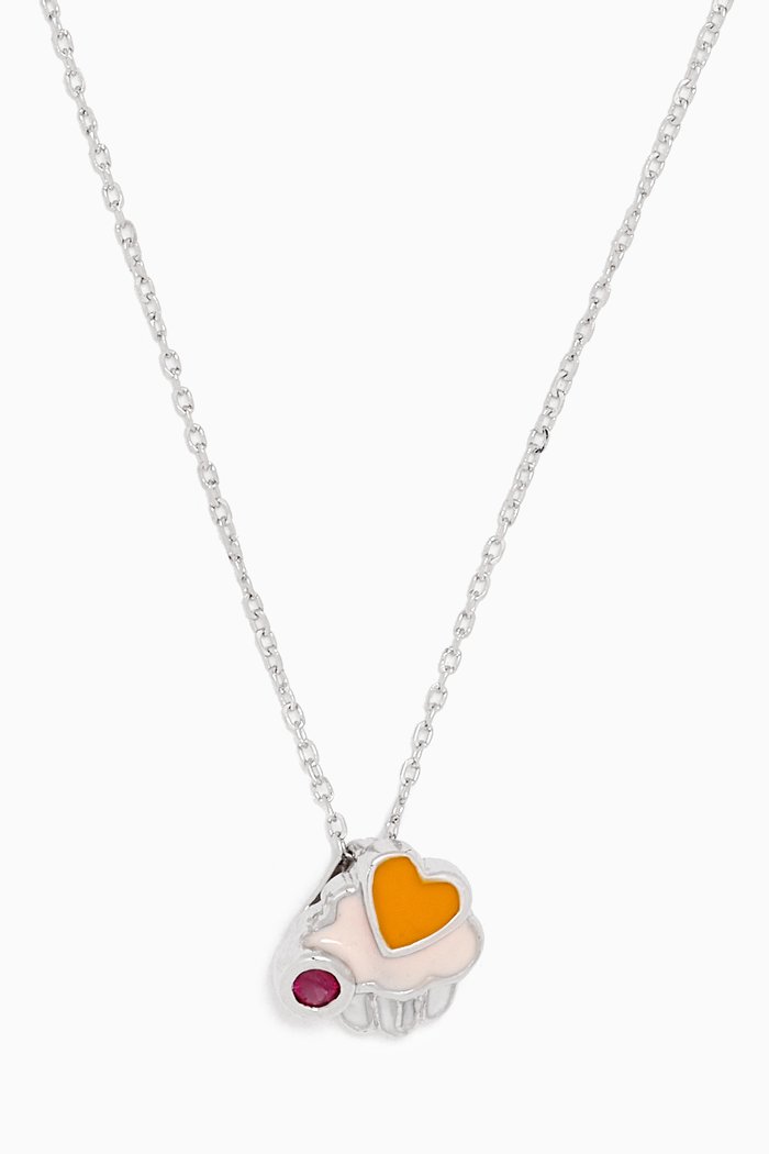 Cupcake Ruby Pendant Necklace in 18kt White Gold