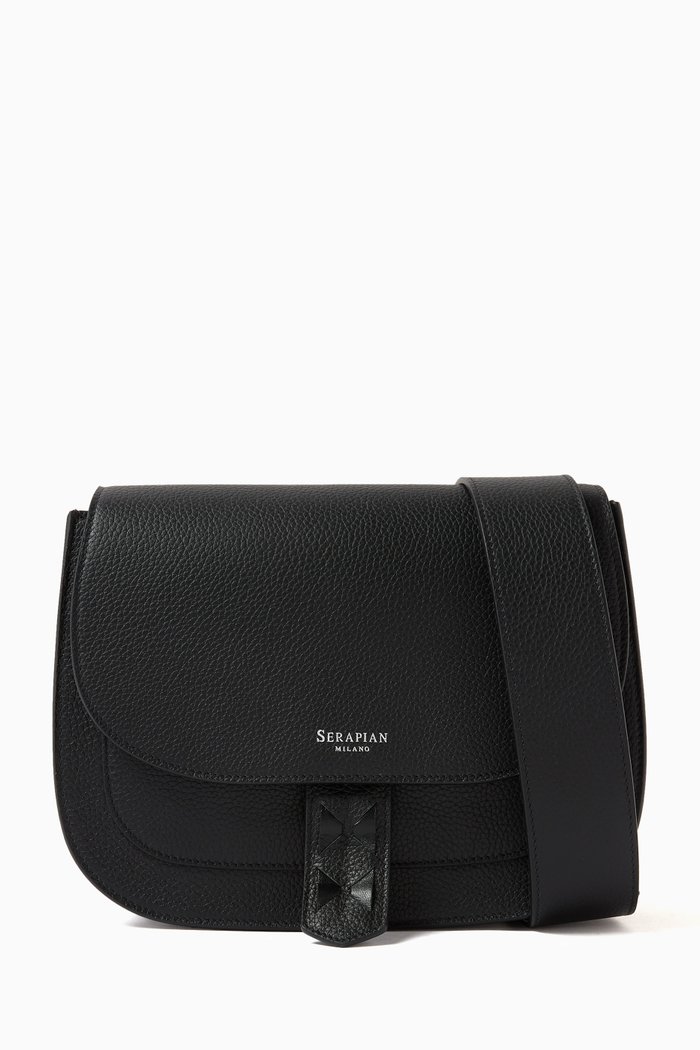 

Luna Crossbody Bag in Rugiada Leather, Black
