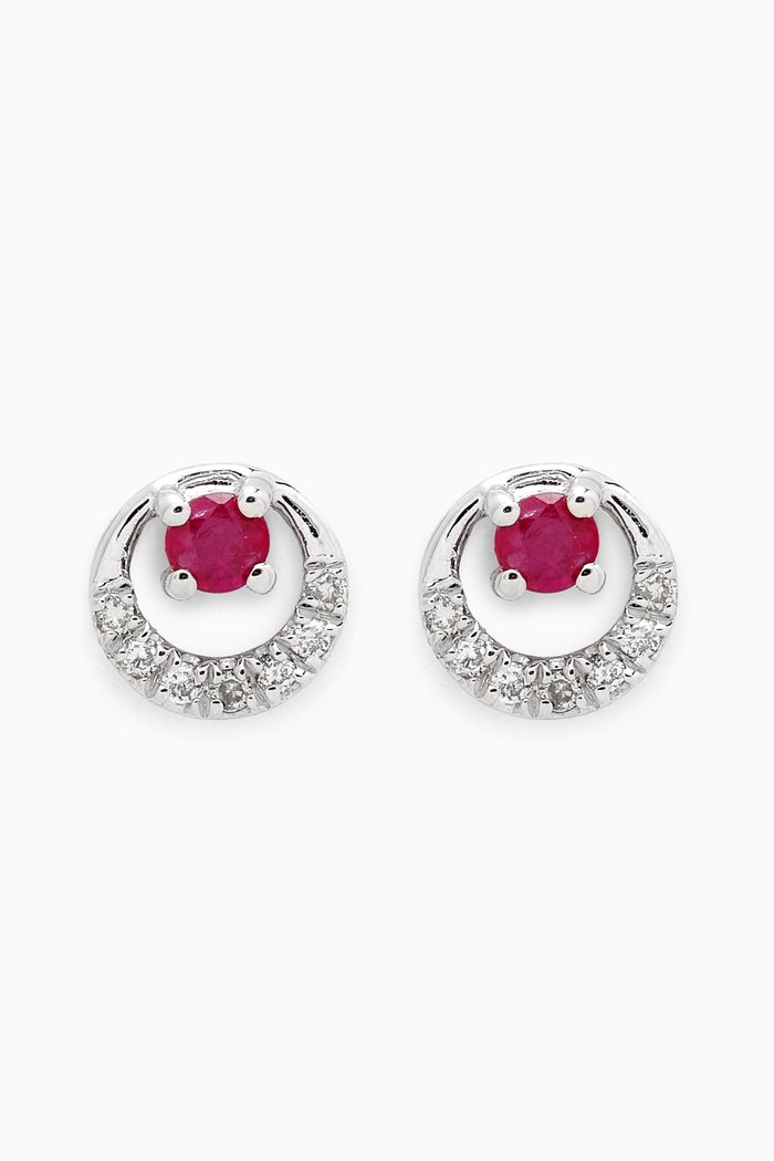 Ruby & Diamond Earrings in 18kt White Gold
