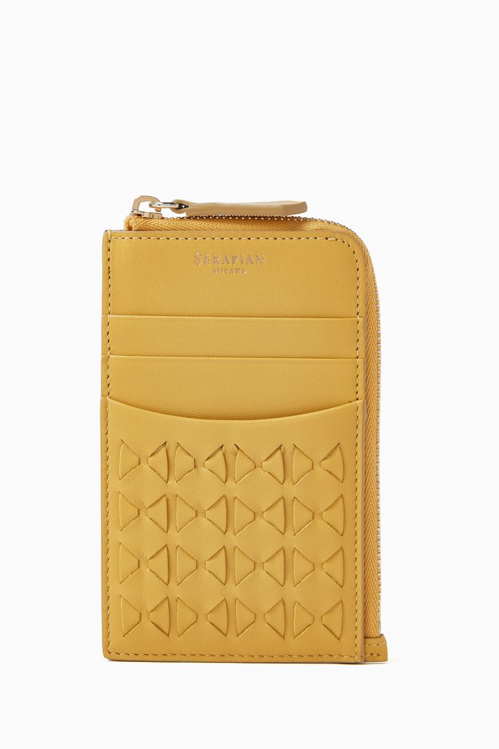 

Zip Card Case in Mosaico Leather, Yellow