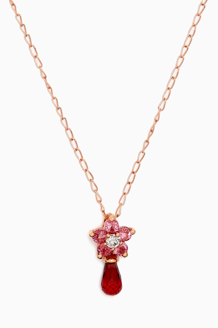 

Roses Pink Sapphire Ruby Diamond Set in 18kt Gold