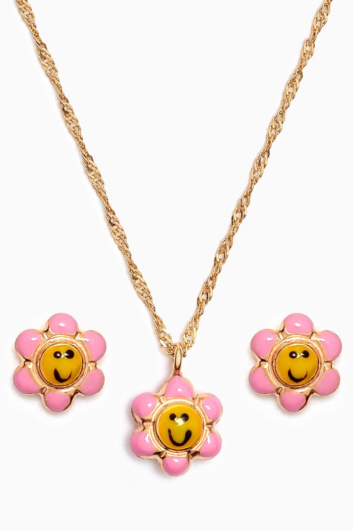 

Happy Flower Enamel Set in 18kt Yellow Gold