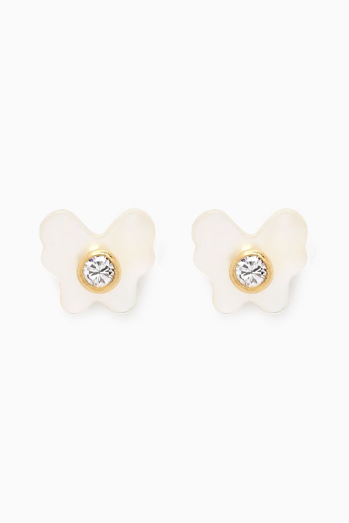

Butterfly Stud Mother of Pearl Diamond Earrings in 18kt Yellow Gold