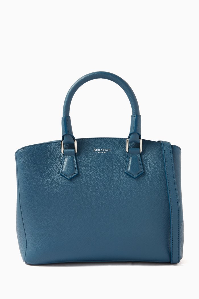 

Small Luna Handbag in Rugiada Leather, Blue
