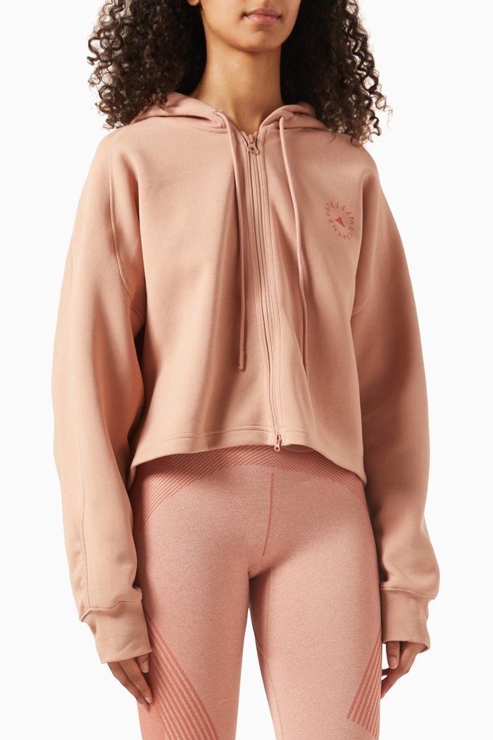 

x Stella McCartney Crop Hoodie in Organic-cotton Blend, Orange