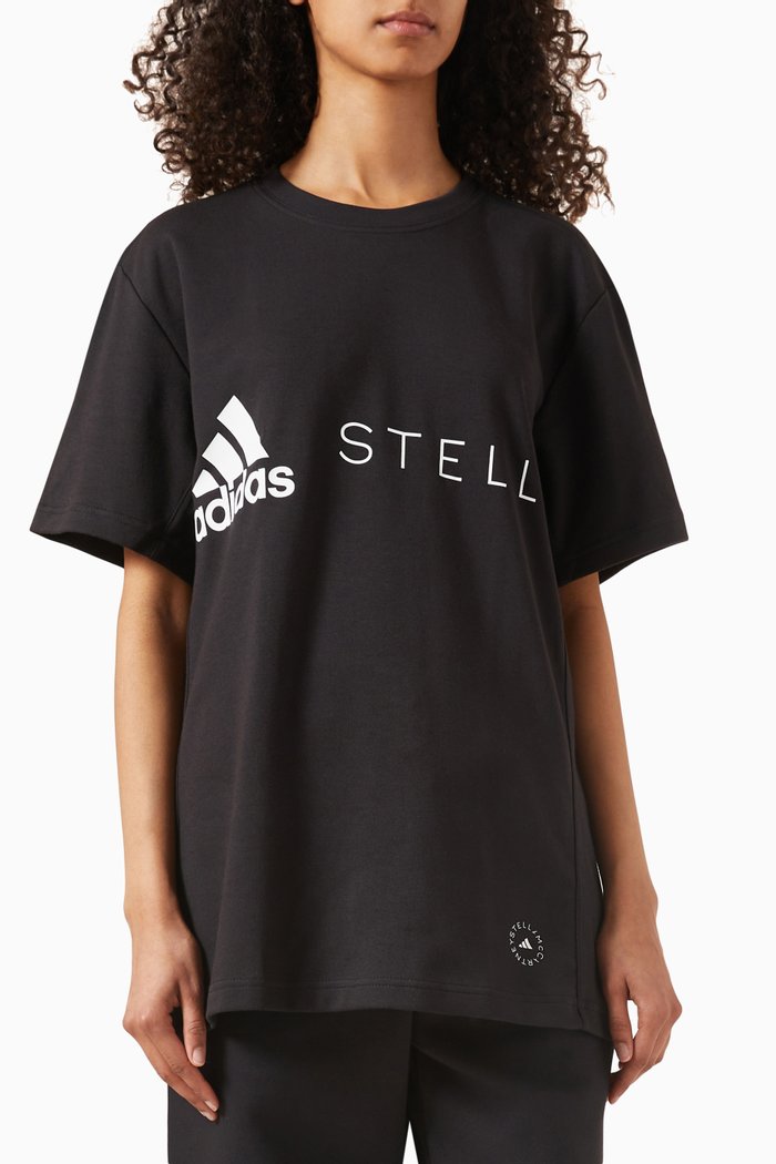 

x Stella McCartney Logo T-shirt in Organic-cotton Blend, Black