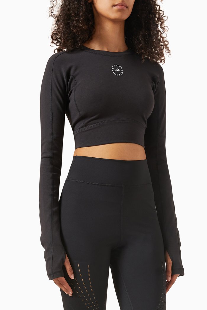 

x Stella McCartney True Strength Crop Top in Stretch-modal, Black