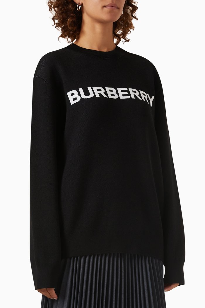 

Deepa Logo Jacquard Sweater in Wool-blend, Black