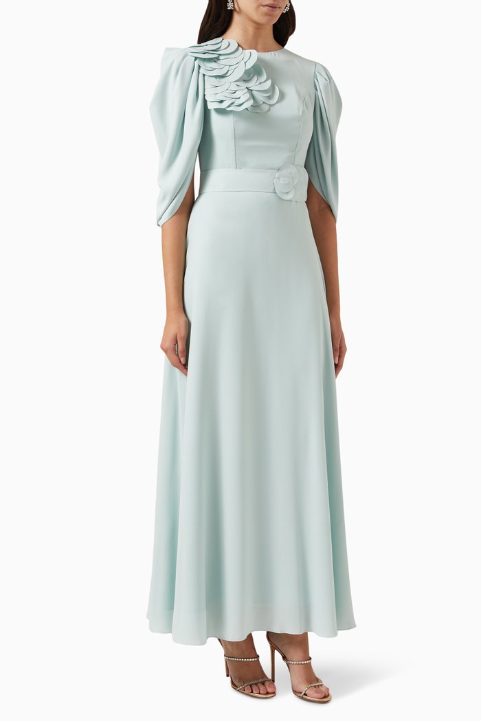 

Appliqué Dress in Crepe, Green