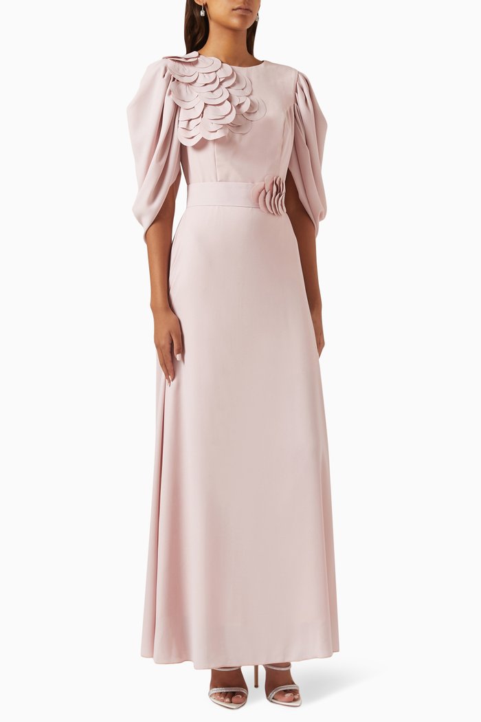 

Appliqué Dress in Crepe, Pink