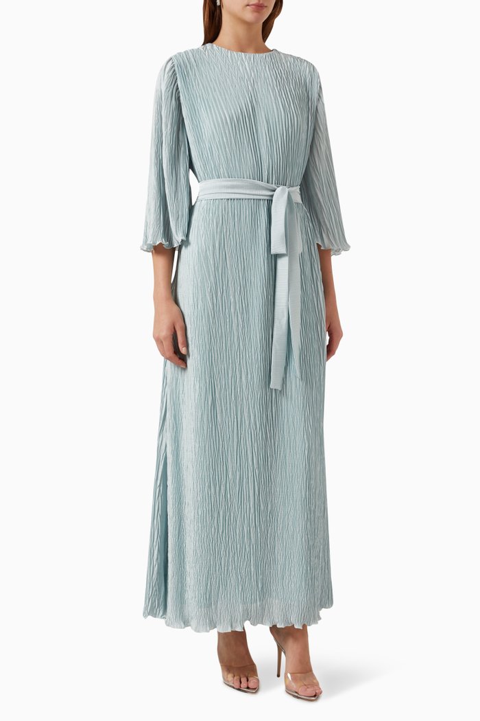 

Pleated Dress in Crepe, Green