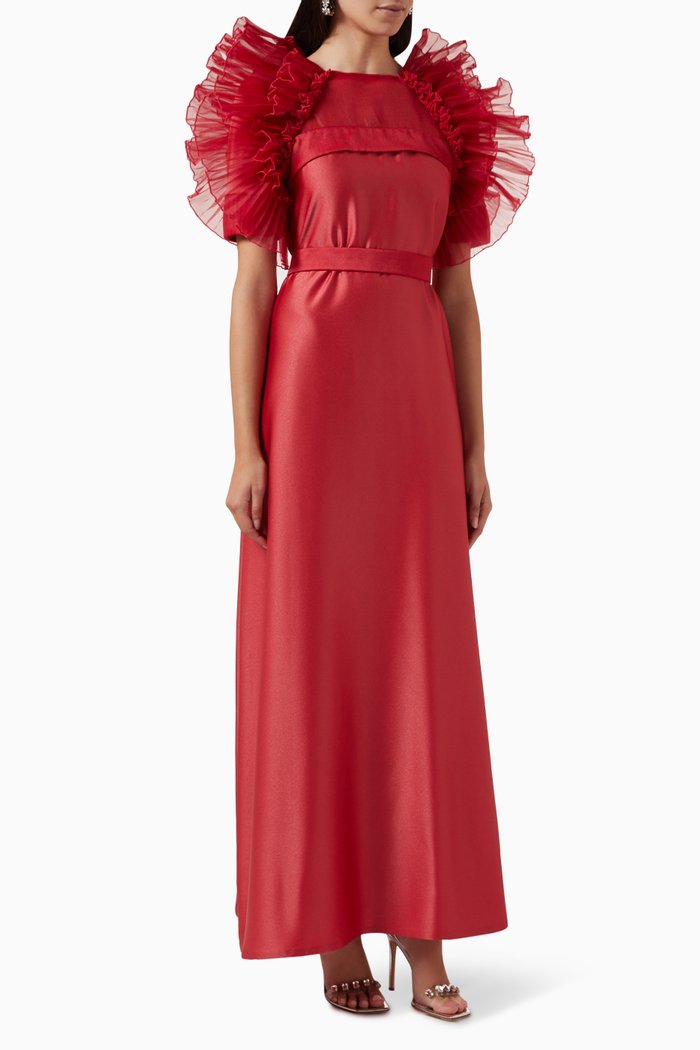 

Ruffle Kaftan, Brown