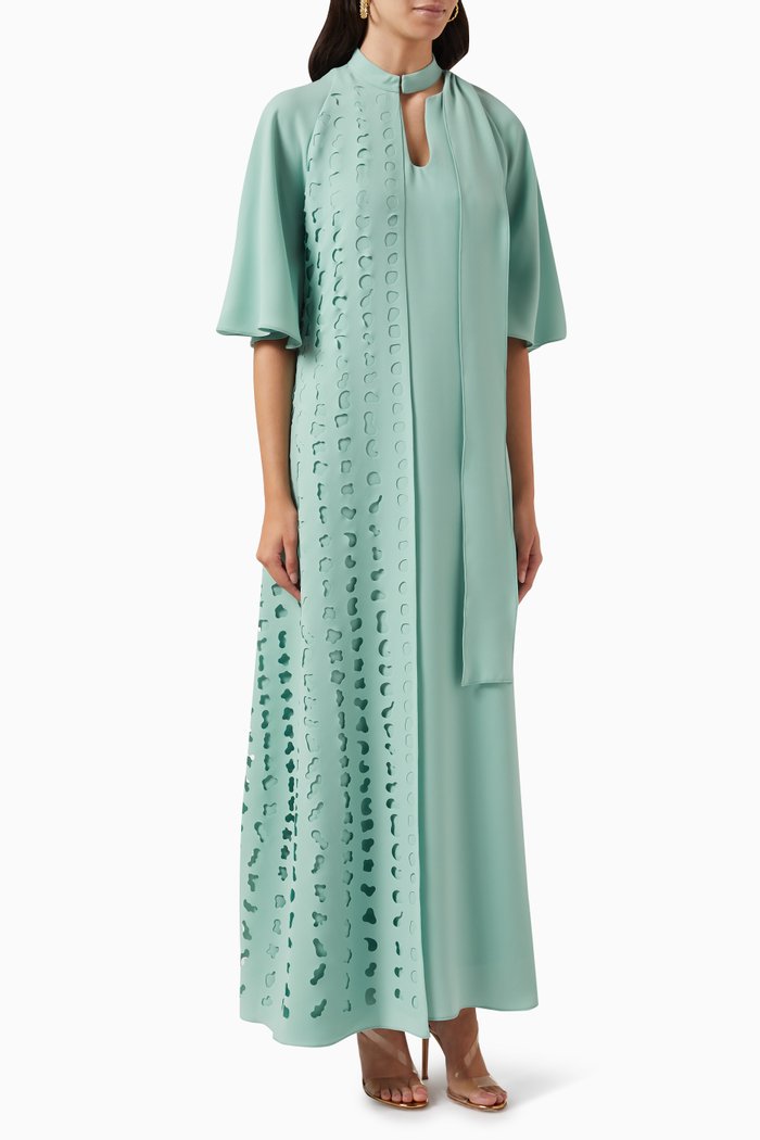 

Leaf Cut-out Kaftan, Green