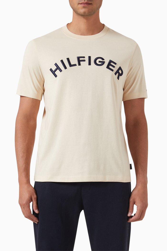 

Arched Logo-embroidered T-shirt in Cotton-jersey, Neutral
