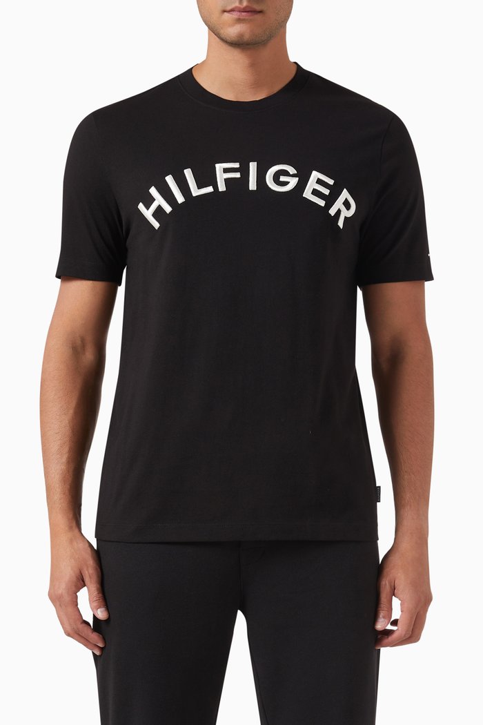 

Arched Logo-embroidered T-shirt in Cotton-jersey, Black