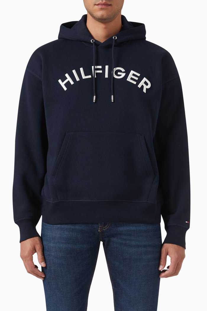 Arched Logo-embroidered Sweatshirt in Cotton-blend, Blue
