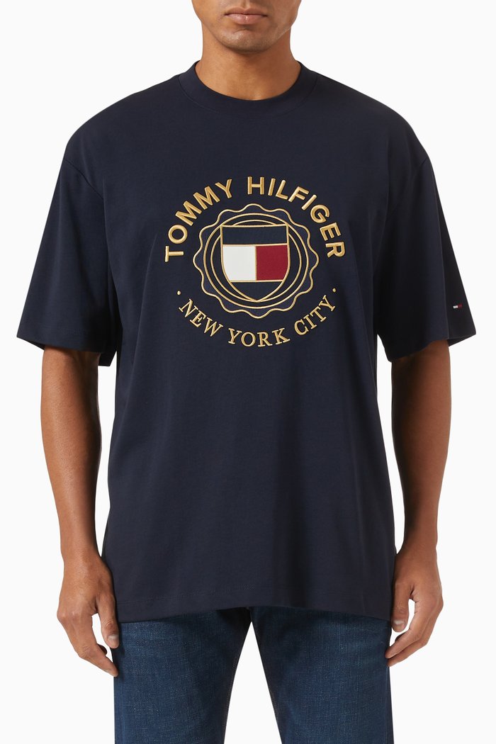 Roundall Gold T-shirt in Cotton Jersey, Blue
