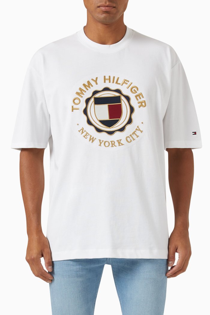 

Roundall Gold T-shirt in Cotton Jersey, White