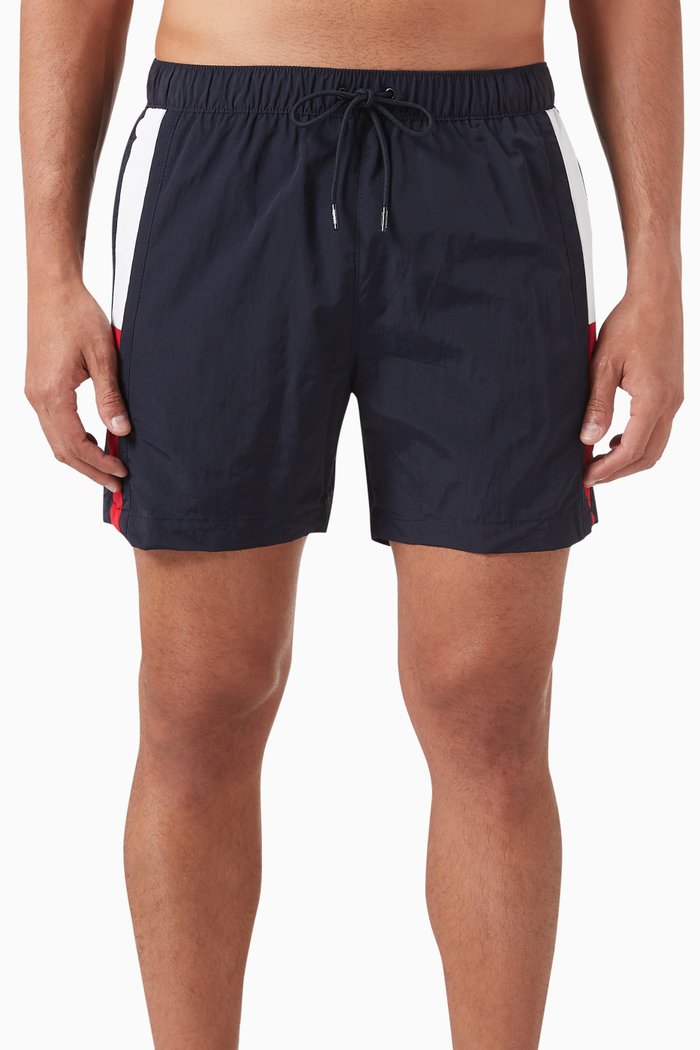 

Flag Mid-length Swim Shorts in Recycled Nylon, Blue