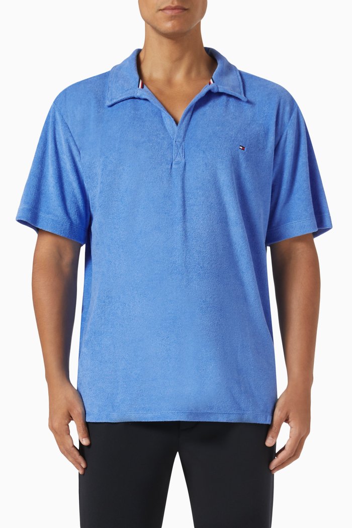TH Polo Shirt in Cotton-blend Terry, Blue