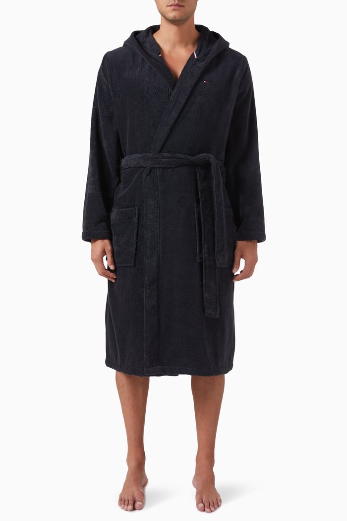 

Towelling Bathrobe in Cotton, Blue