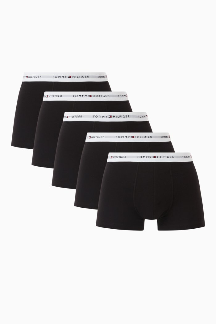 

Essential Logo Trunks in Cotton Stretch Jersey, Set of 5, Black