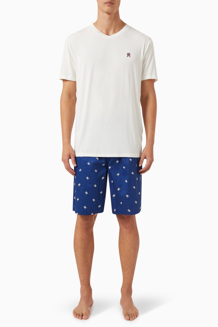 

TH Monogram Lounge T-shirt & Shorts Set in Cotton, Multicolour