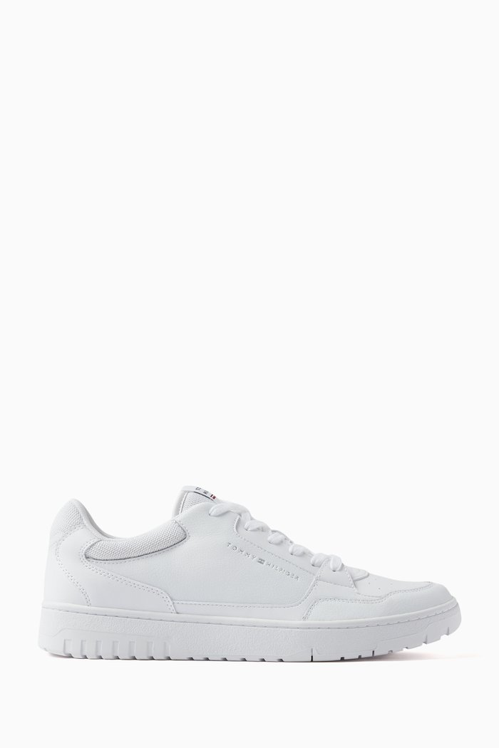 

Logo Basketball Low-top Sneakers in Leather, White