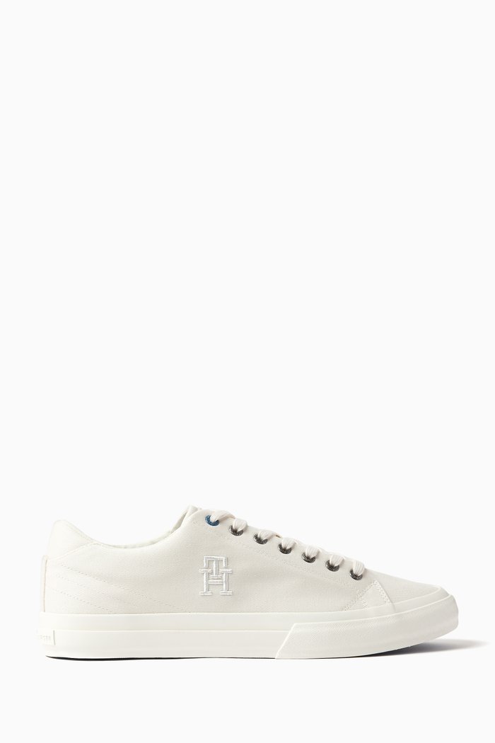 

Monogram Low-top Sneakers in Linen-blend Canvas, Neutral