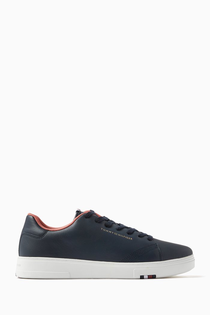 

Elevated Cupsole Sneakers in Leather, Blue
