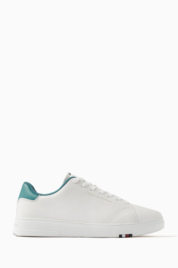 

Elevated Cupsole Sneakers in Leather, White