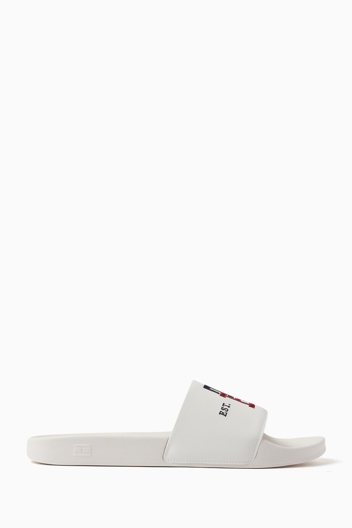 TH Embroidery Pool Slides in Rubber, Neutral