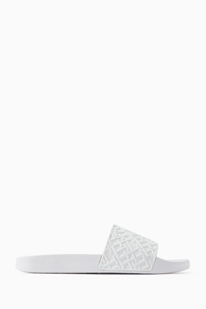 TH Monogram Pool Slide in Rubber, White