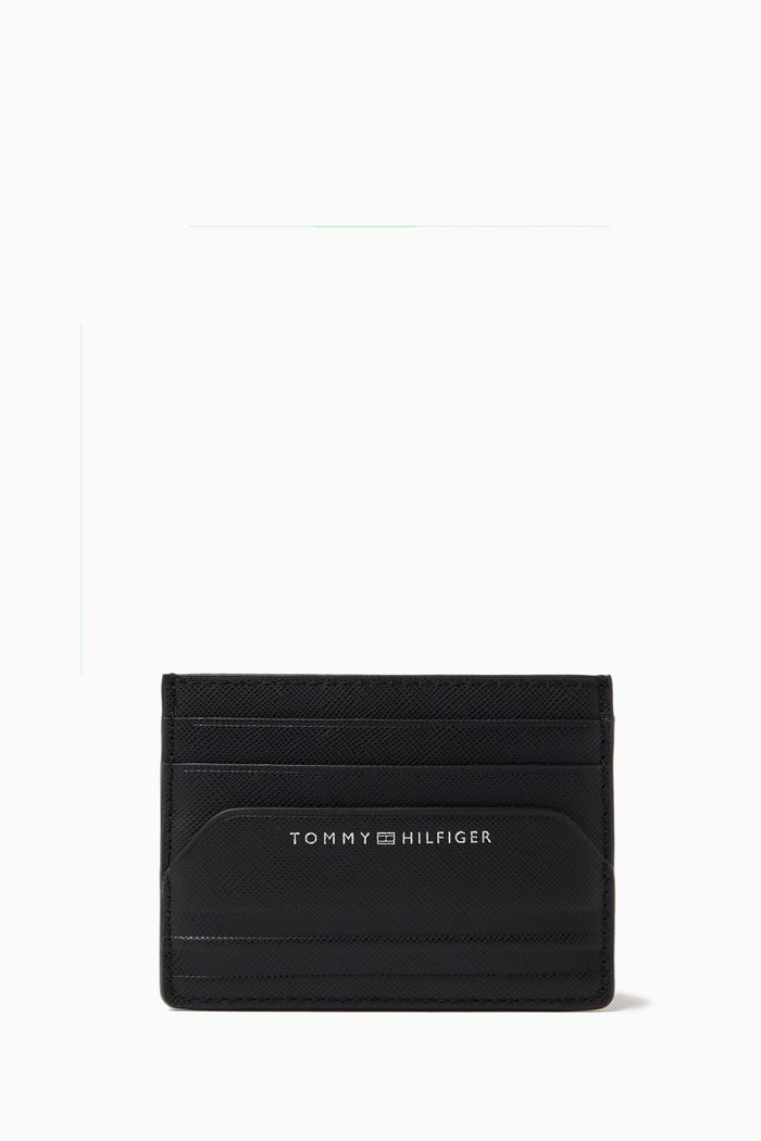TH Business Card Holder in Leather, Black