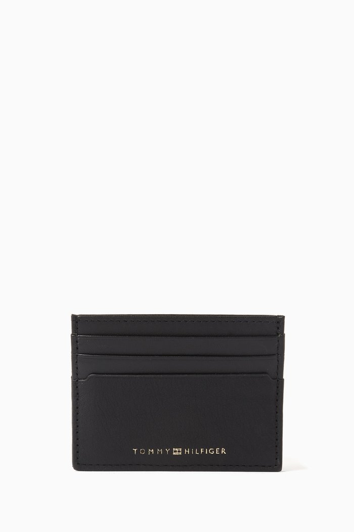 

TH Premium Logo Card Holder in Leather, Black