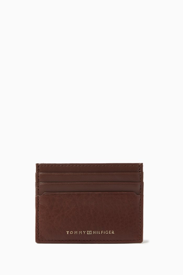 

TH Premium Logo Card Holder in Leather, Brown