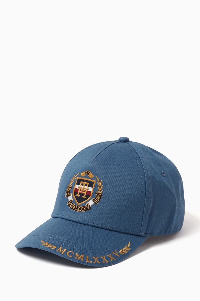 

TH Coastal Prep Patch Baseball Cap in Organic Cotton, Blue