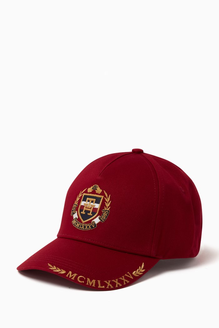 

TH Coastal Prep Patch Baseball Cap in Organic Cotton, Red
